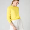 Women's Cotton Cashmere Round Neck Jumper Sunshine Yellow
