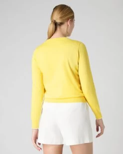 Women's Cotton Cashmere Round Neck Jumper Sunshine Yellow 10 Women's Cotton Cashmere Round Neck Jumper Sunshine Yellow -Cozy Fashion Shop SS24 NPW108541 SYN 4