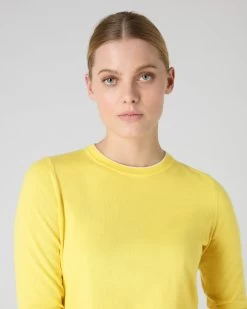 Women's Cotton Cashmere Round Neck Jumper Sunshine Yellow 11 Women's Cotton Cashmere Round Neck Jumper Sunshine Yellow -Cozy Fashion Shop SS24 NPW108541 SYN 5