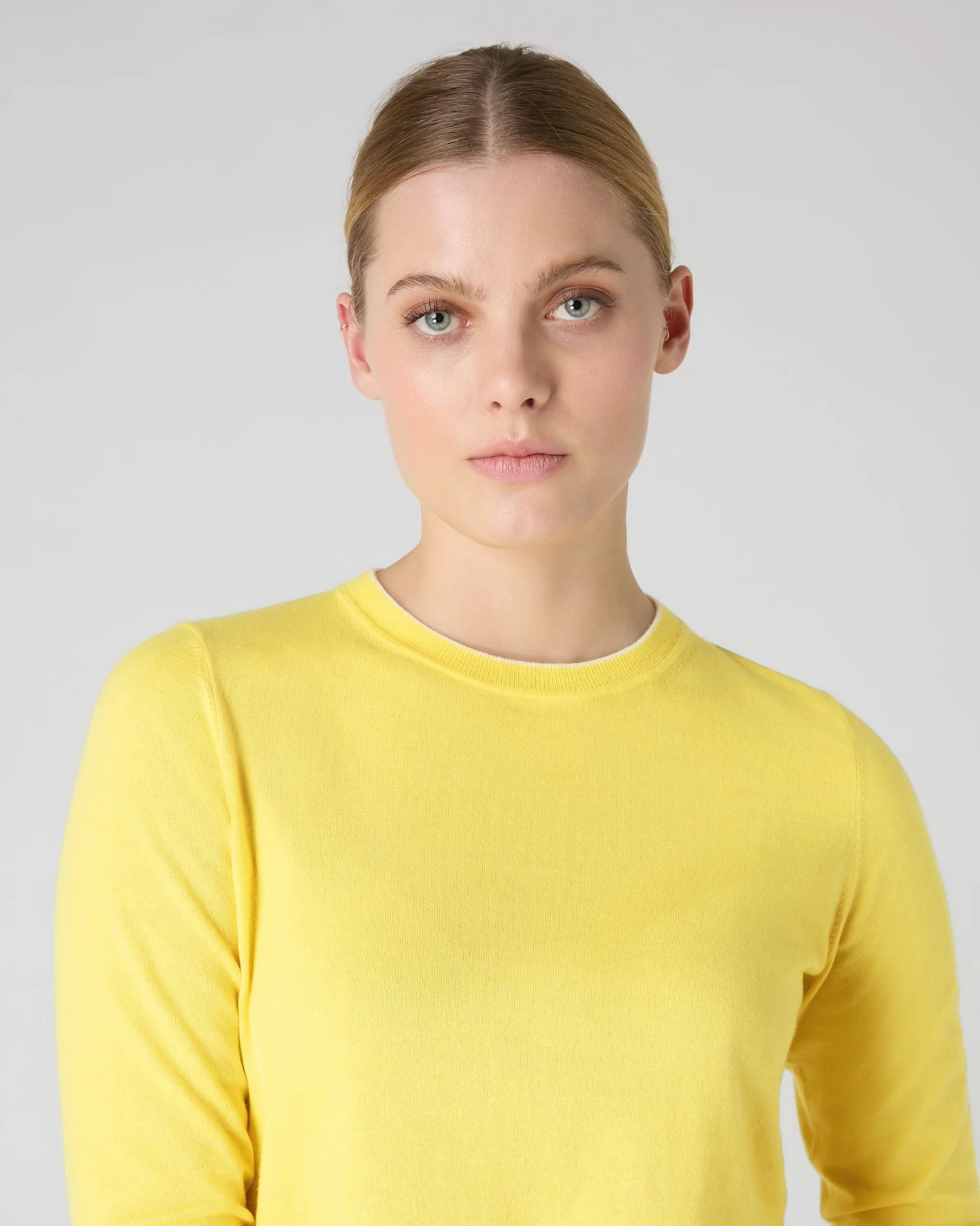 Women's Cotton Cashmere Round Neck Jumper Sunshine Yellow 7 Women's Cotton Cashmere Round Neck Jumper Sunshine Yellow - Image 5