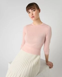 Women's Superfine Cashmere Crop Jumper Blush Pink