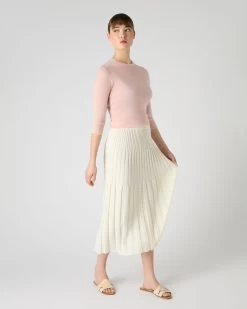 Women's Superfine Cashmere Crop Jumper Blush Pink -Cozy Fashion Shop SS24 NPW108549 B03 3