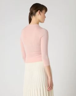 Women's Superfine Cashmere Crop Jumper Blush Pink -Cozy Fashion Shop SS24 NPW108549 B03 4