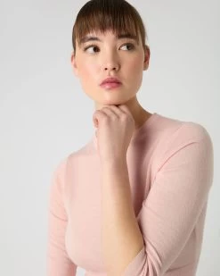 Women's Superfine Cashmere Crop Jumper Blush Pink -Cozy Fashion Shop SS24 NPW108549 B03 5