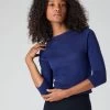 Women's Superfine Cashmere Crop Jumper Indigo Blue 2 Women's Superfine Cashmere Crop Jumper Indigo Blue -Cozy Fashion Shop SS24 NPW108549 I05 1