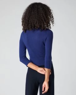 Women's Superfine Cashmere Crop Jumper Indigo Blue -Cozy Fashion Shop SS24 NPW108549 I05 4