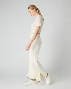 Women's Cotton Cashmere Trouser New Ivory White -Cozy Fashion Shop SS24 NPW108550 N37 3