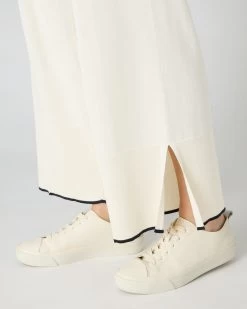 Women's Cotton Cashmere Trouser New Ivory White -Cozy Fashion Shop SS24 NPW108550 N37 5