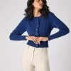 Women's Ruffle Trim Cashmere Cardigan French Blue 2 Women's Ruffle Trim Cashmere Cardigan French Blue -Cozy Fashion Shop SS24 NPW108555 F71 1