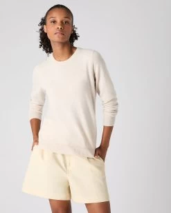 The Jockey Club Women's Round Neck Cashmere Jumper Ecru White -Cozy Fashion Shop SS24 NPW108636 E34 1