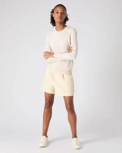 The Jockey Club Women's Round Neck Cashmere Jumper Ecru White -Cozy Fashion Shop SS24 NPW108636 E34 3