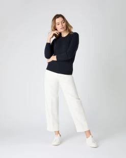 The Jockey Club Women's Round Neck Cashmere Jumper Navy Blue -Cozy Fashion Shop SS24 NPW108636 N60 3 op