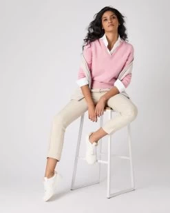 The Jockey Club Women's V Neck Cashmere Jumper Flamingo Pink -Cozy Fashion Shop SS24 NPW108637 FLP 3
