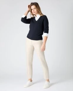 The Jockey Club Women's V Neck Cashmere Jumper Navy Blue -Cozy Fashion Shop SS24 NPW108637 N60 3