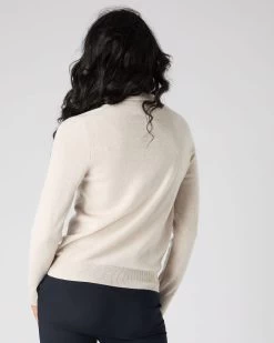 The Jockey Club Women's Roll Neck Cashmere Jumper Ecru White -Cozy Fashion Shop SS24 NPW108638 E34 4