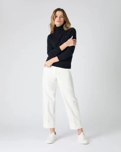 The Jockey Club Women's Roll Neck Cashmere Jumper Navy Blue -Cozy Fashion Shop SS24 NPW108638 N60 3