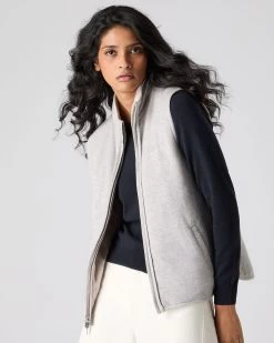 The Jockey Club Women's Diamond Cashmere Gilet Snow Grey -Cozy Fashion Shop SS24 NPW108715 S60 6