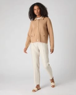 Women's Collared Milano Cashmere Jacket Sahara Brown 10 Women's Collared Milano Cashmere Jacket Sahara Brown -Cozy Fashion Shop SS24 NPW108755 S55 3