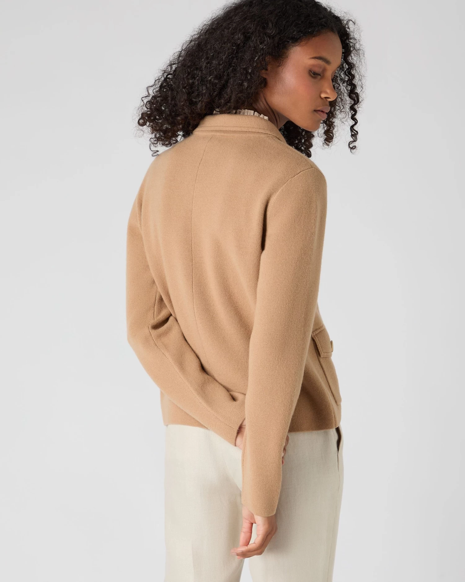 Women's Collared Milano Cashmere Jacket Sahara Brown 6 Women's Collared Milano Cashmere Jacket Sahara Brown - Image 4