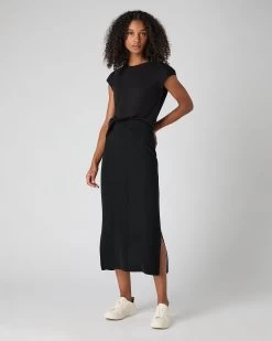 Women's Straight Cashmere Skirt Black 9 Women's Straight Cashmere Skirt Black -Cozy Fashion Shop SS24 NPW108758 B50 3