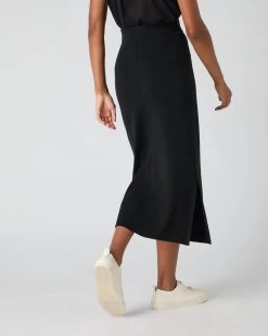 Women's Straight Cashmere Skirt Black 10 Women's Straight Cashmere Skirt Black -Cozy Fashion Shop SS24 NPW108758 B50 4