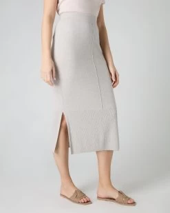 Women's Straight Cashmere Skirt Pebble Grey