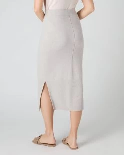 Women's Straight Cashmere Skirt Pebble Grey -Cozy Fashion Shop SS24 NPW108758 PBG 4