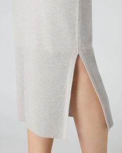 Women's Straight Cashmere Skirt Pebble Grey -Cozy Fashion Shop SS24 NPW108758 PBG 5