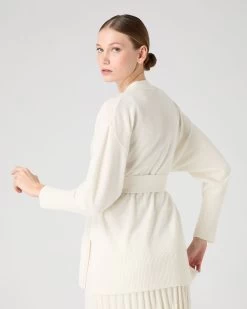 Women's Drop Shoulder Cashmere Cardigan New Ivory White -Cozy Fashion Shop SS24 NPW108787 N68 4