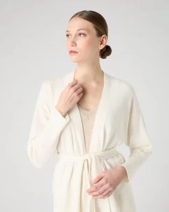 Women's Drop Shoulder Cashmere Cardigan New Ivory White -Cozy Fashion Shop SS24 NPW108787 N68 5