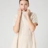 Women's Rib Cashmere Poncho Ecru White