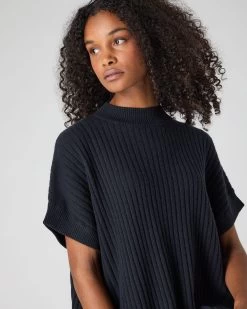 Women's Rib Cashmere Poncho Navy Blue -Cozy Fashion Shop SS24 NPW109059 N60 5