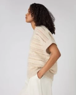 Women's Multi Stitch Vest Beige Brown -Cozy Fashion Shop SS24 NPW109073 BGE 6