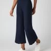 Women's Wave Stitch Cashmere Silk Trouser Navy Blue 2 Women's Wave Stitch Cashmere Silk Trouser Navy Blue -Cozy Fashion Shop SS24 NPW109082 NVY 1