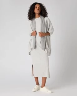 Women's Rib Cashmere Cardigan Pebble Grey -Cozy Fashion Shop SS24 NPW109086 P46 3