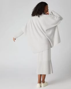 Women's Rib Cashmere Cardigan Pebble Grey -Cozy Fashion Shop SS24 NPW109086 P46 4