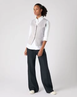 Women's Mila Cotton Cashmere Silk Waistcoat Fumo Grey 9 Women's Mila Cotton Cashmere Silk Waistcoat Fumo Grey -Cozy Fashion Shop SS24 NPW109097 FUM 3