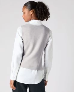 Women's Mila Cotton Cashmere Silk Waistcoat Fumo Grey 10 Women's Mila Cotton Cashmere Silk Waistcoat Fumo Grey -Cozy Fashion Shop SS24 NPW109097 FUM 4