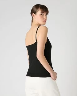Women's Cotton Cashmere Silk Camisole Black -Cozy Fashion Shop SS24 NPW109099 BLK 4