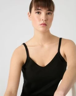 Women's Cotton Cashmere Silk Camisole Black -Cozy Fashion Shop SS24 NPW109099 BLK 5