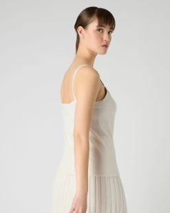 Women's Cotton Cashmere Silk Camisole New Ivory White -Cozy Fashion Shop SS24 NPW109099 NIV 4
