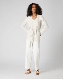 Women's Cardigan With Metal Trim Ivory White Sparkle -Cozy Fashion Shop SS24 NPW109113 ISP 3