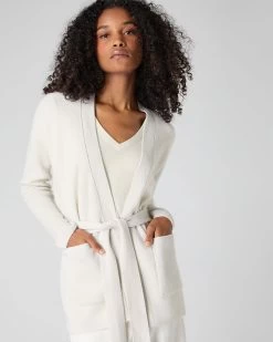 Women's Cardigan With Metal Trim Ivory White Sparkle -Cozy Fashion Shop SS24 NPW109113 ISP 4