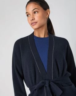 Women's Cardigan With Metal Trim Navy Blue 11 Women's Cardigan With Metal Trim Navy Blue -Cozy Fashion Shop SS24 NPW109113 N60 5