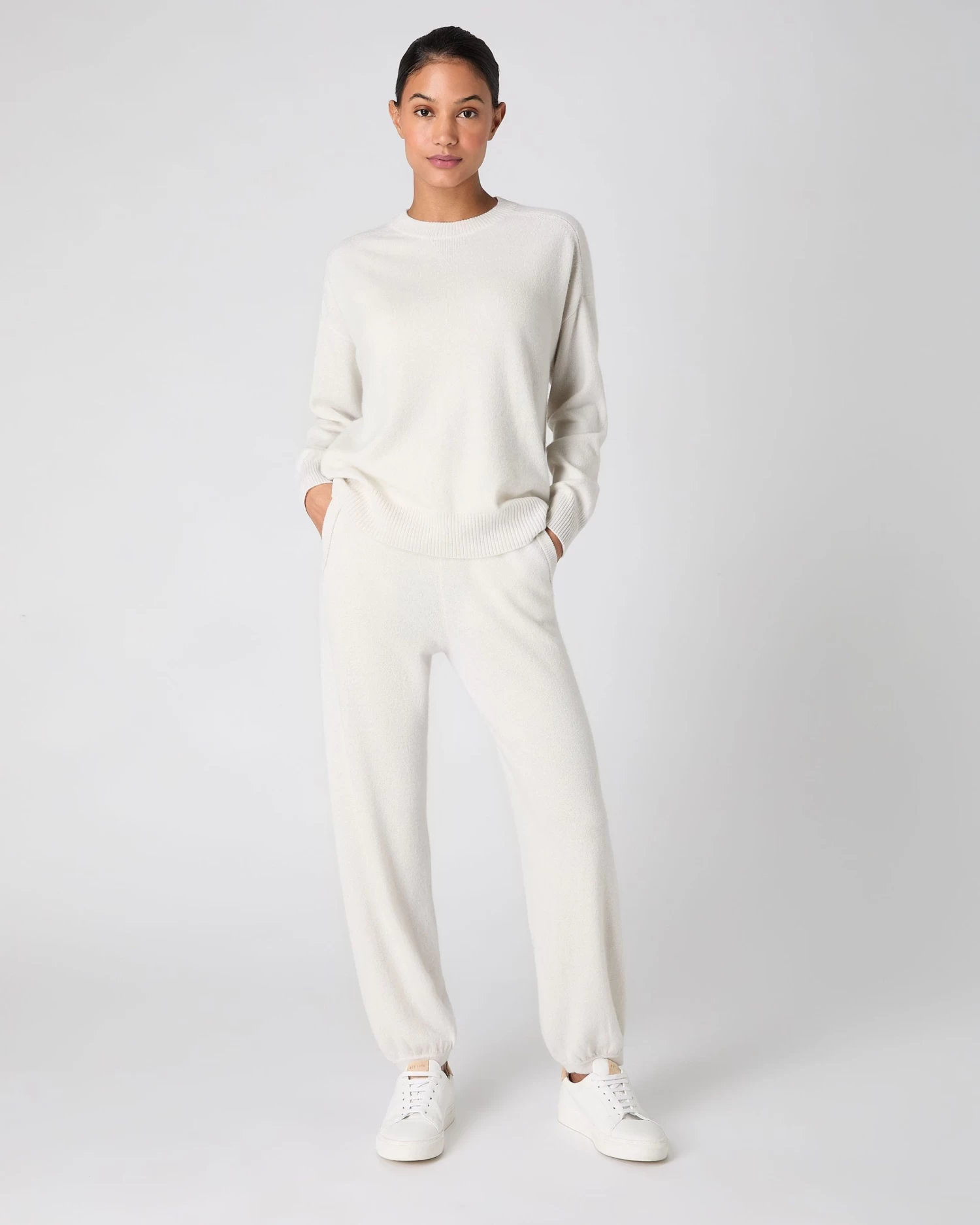 Women's Metal Trim Round Neck Jumper Ivory White Sparkle 5 Women's Metal Trim Round Neck Jumper Ivory White Sparkle - Image 3