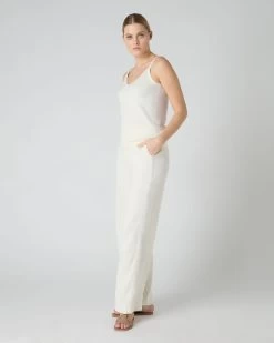 Women's Cotton Cashmere Camisole New Ivory White -Cozy Fashion Shop SS24 NPW109123 NIV 3