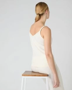 Women's Cotton Cashmere Camisole New Ivory White -Cozy Fashion Shop SS24 NPW109123 NIV 4