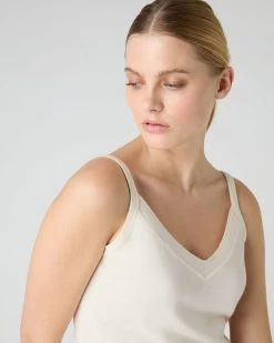 Women's Cotton Cashmere Camisole New Ivory White -Cozy Fashion Shop SS24 NPW109123 NIV 5
