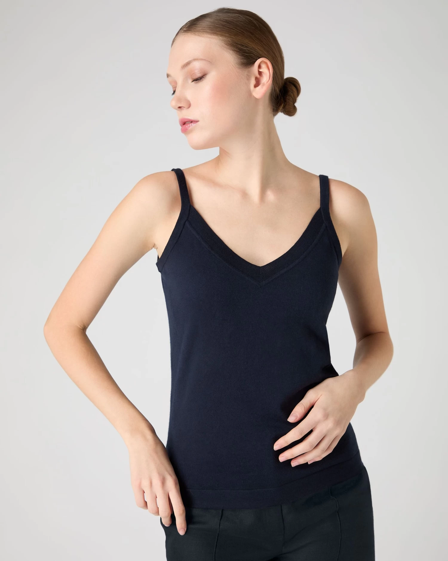 Women's Cotton Cashmere Camisole Navy Blue 3 Women's Cotton Cashmere Camisole Navy Blue