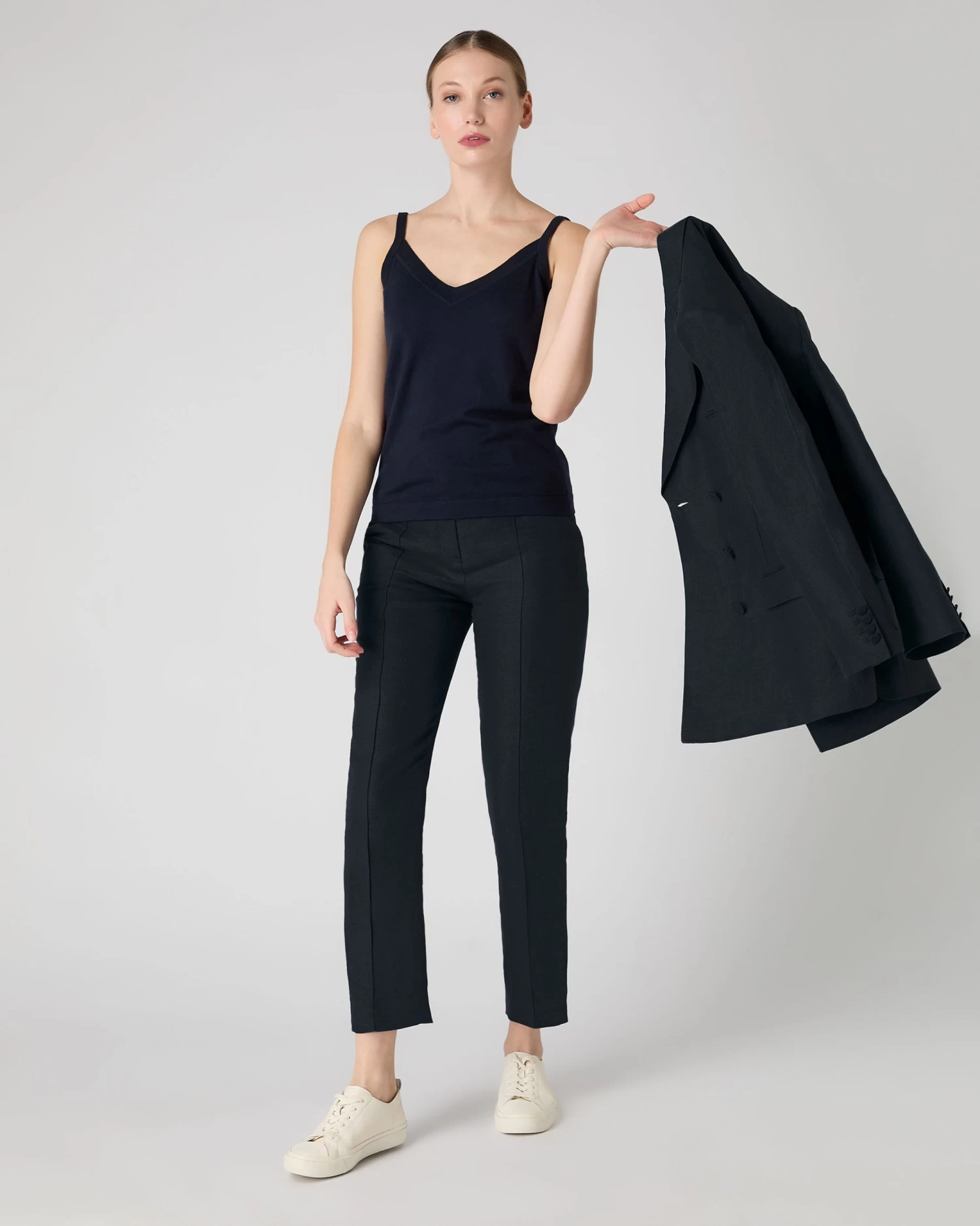 Women's Cotton Cashmere Camisole Navy Blue 5 Women's Cotton Cashmere Camisole Navy Blue - Image 3